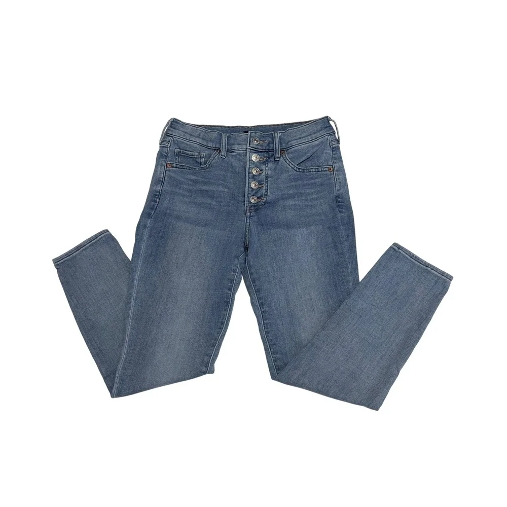 Express Skinny Mid Rise Light Wash Button Fly Denim Jeans‎  Size 2